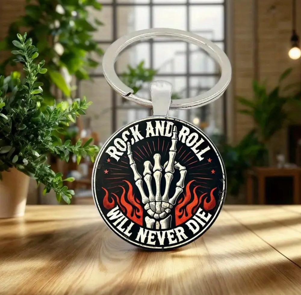 3/$25 Rock And Roll Will Never Die Keychain NEW